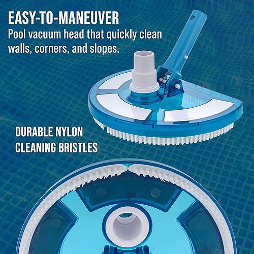 Miniatura 9 de U.S. Pool Supply Half Moon - Cabezal de vacío manual para piscinas enterradas sobre el suelo, con peso, conexión de manguera giratoria de 1.5