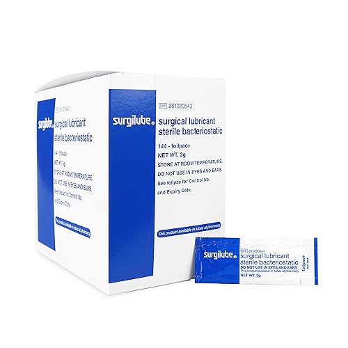 Surgilube Lubricante Jelly-FoilPac - 144 paquetescaja de lubricante quirúrgico estéril gelatina bacteriostática (0.11 onzas FoilPac caja de 144