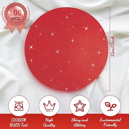 Miniatura 2 de Patelai Manteles individuales de papel con purpurina de 13 pulgadas, desechables, manteles individuales redondos, manteles individuales decorativos