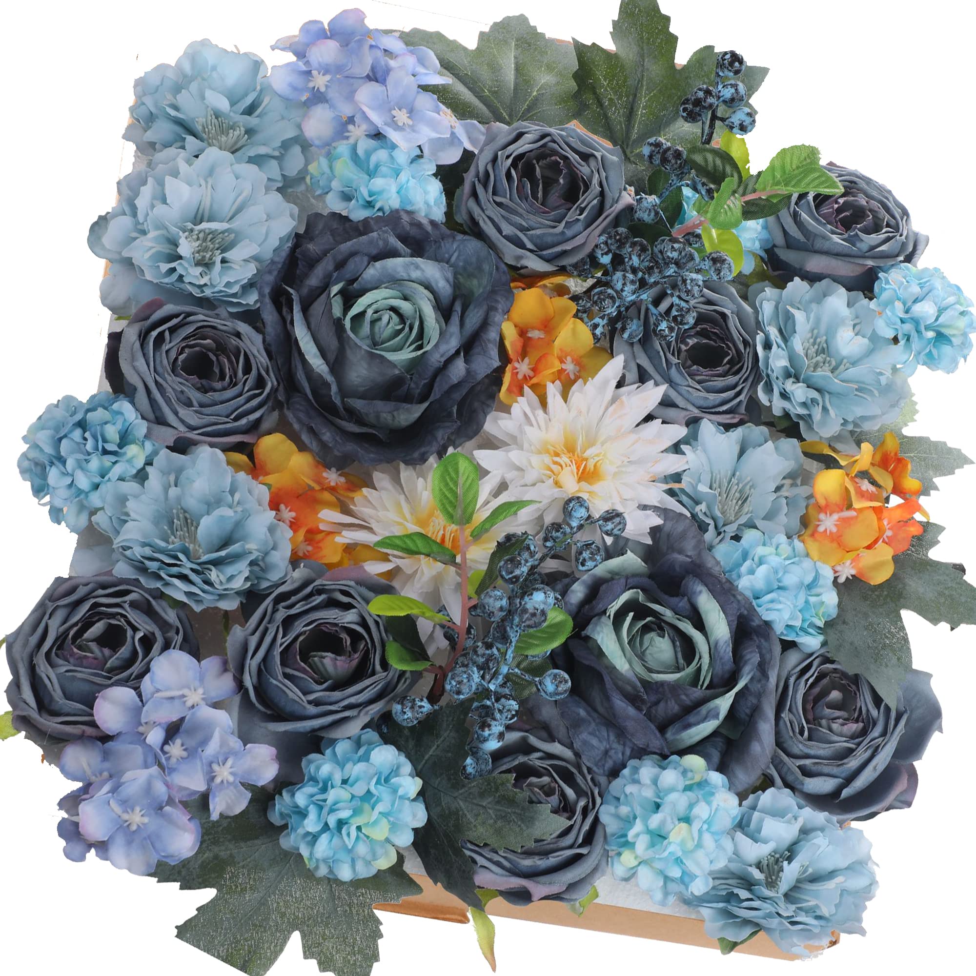Artificial Flowers Roses Bulk DIY Blue Fake Flowers Silk Flowers for
