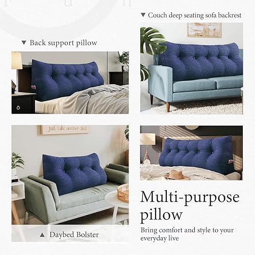 Miniatura 6 de Almohada de cabecera de cuña tamaño individual, almohada grande para cama, almohada triangular de lectura, almohada de apoyo para la espalda para