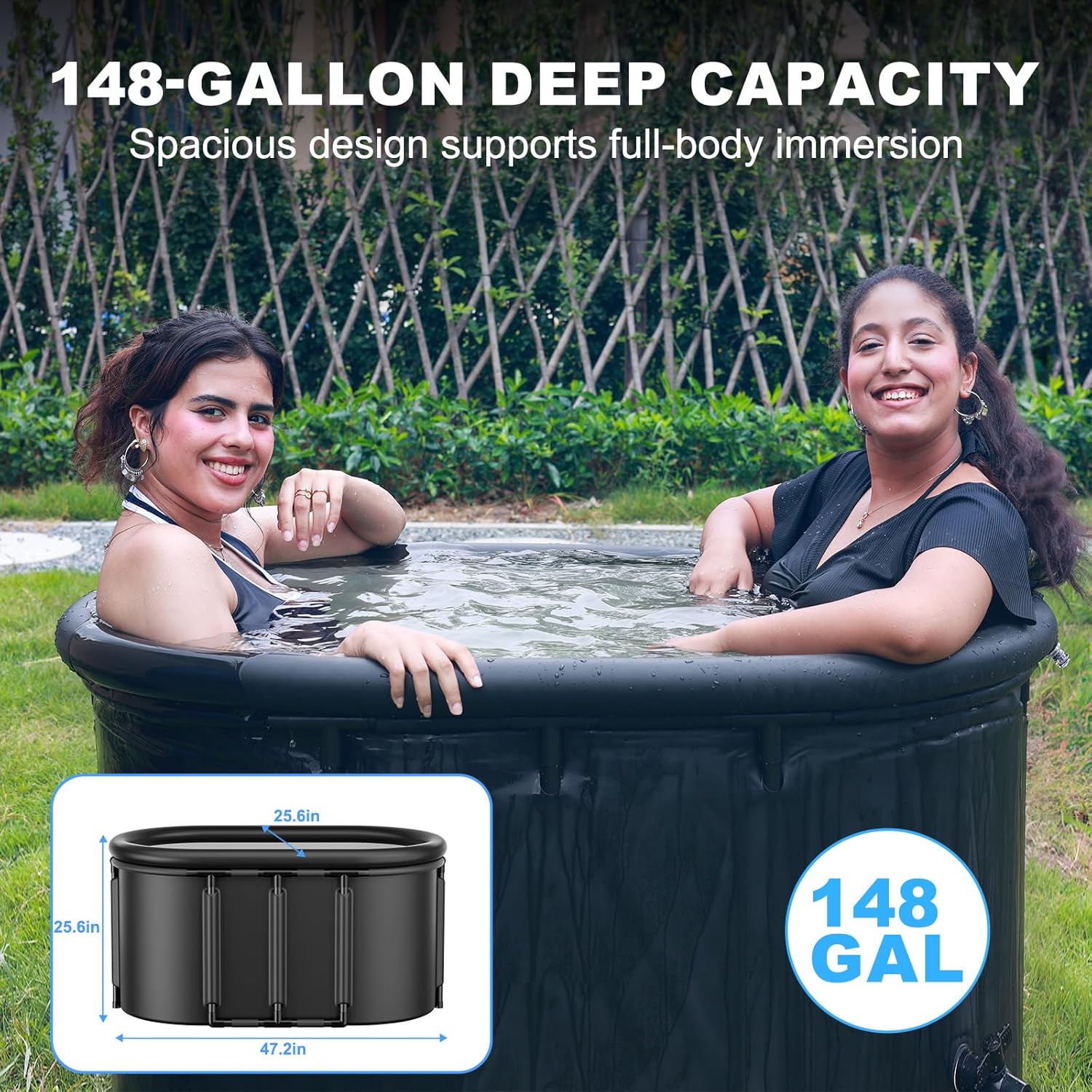 Upgraded 148Gal XXL Oval Ice Bath Tub for Athletes, 7 Layered Portable Cold Plunge Tub with Insulated Lid and Travel Bag, Inflatable Ice Pod for Home, Gym, Indoor, Outdoor Use