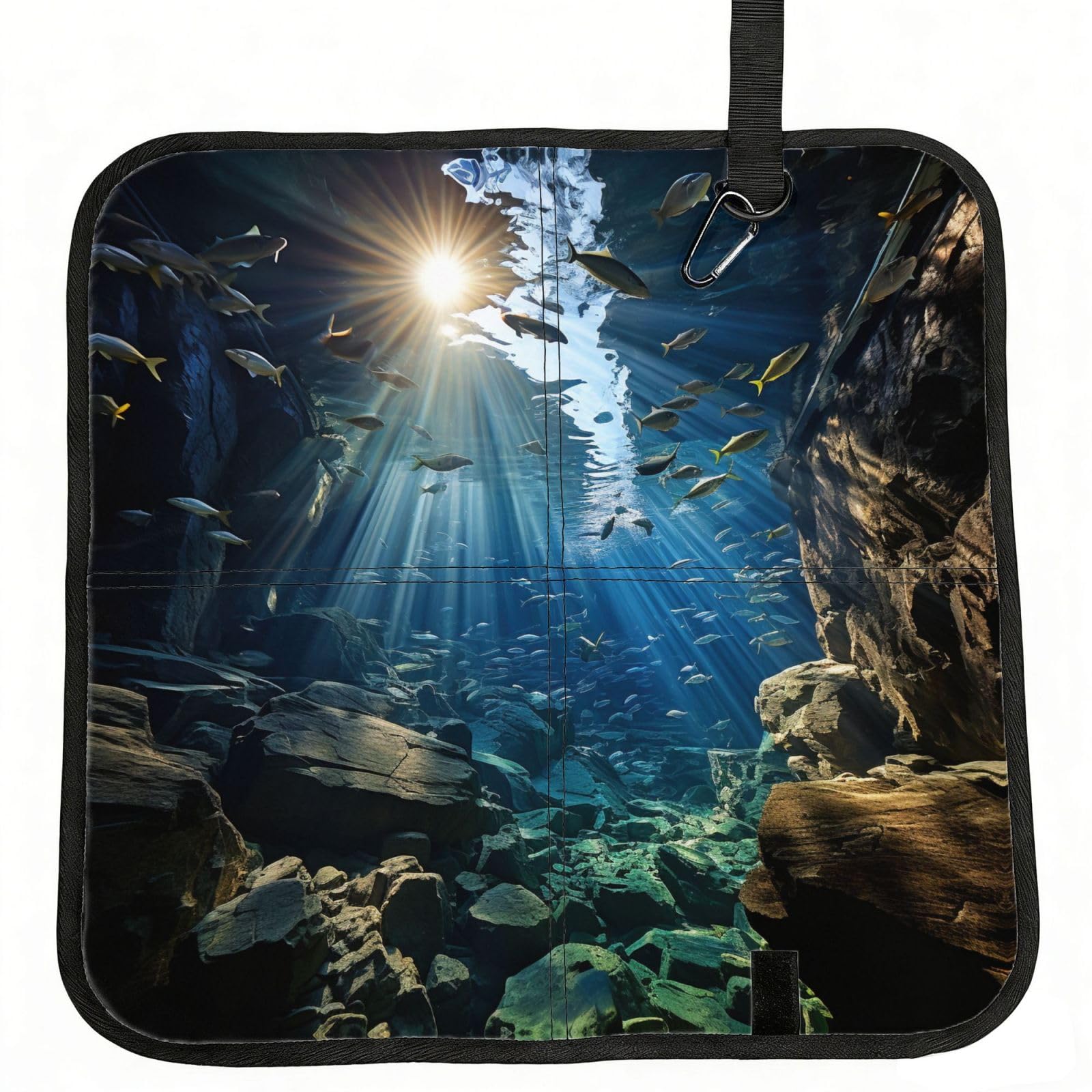 YGLHBDPBF Ocean Fish Print Camping seat cushion,Foldable Sitting Pads,Save Backpack Space for Hiking
