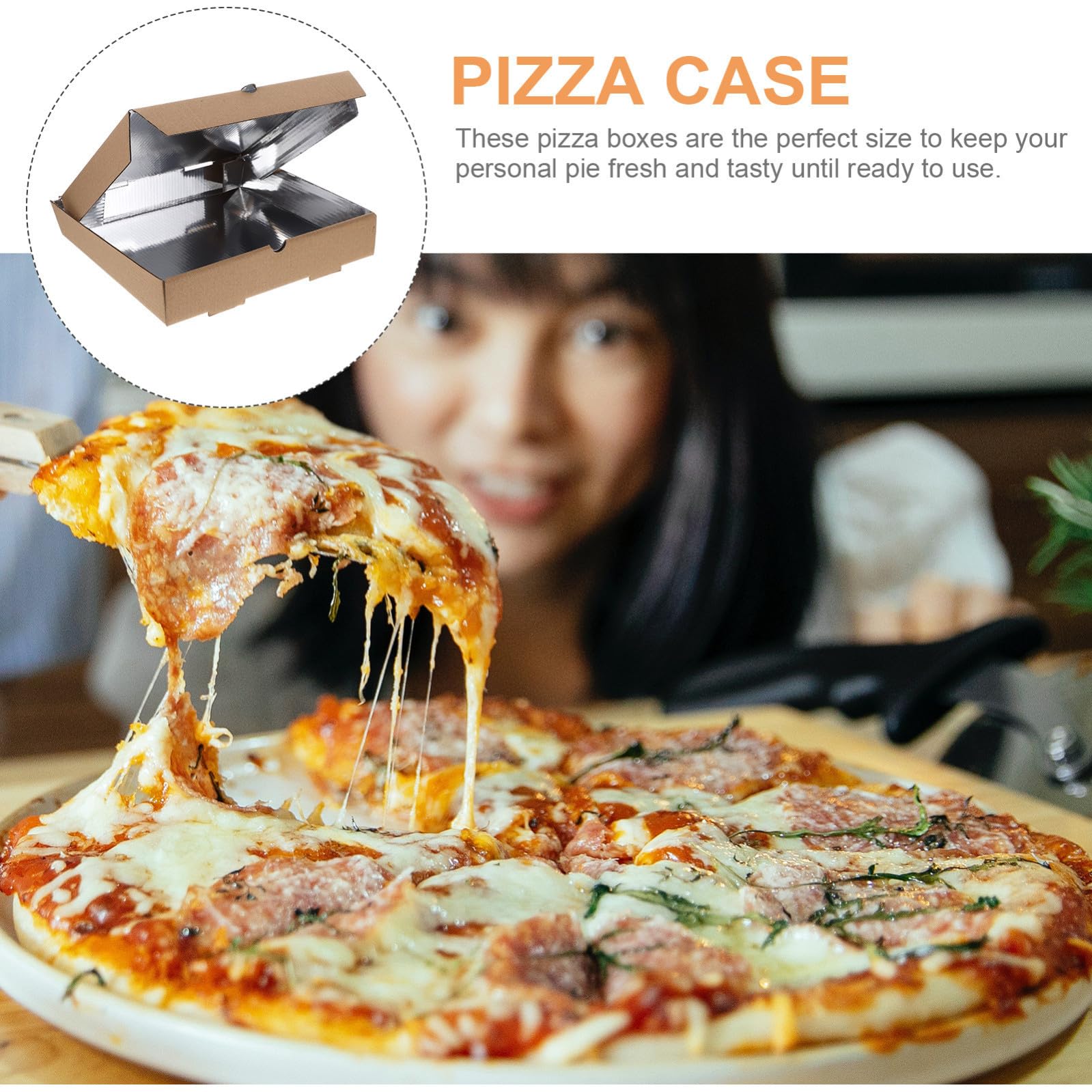 INOOMP Scatole per Pizza in Carta Kraft e Alluminio Scatola Ondulata 10 Pezzi per Locale e Caffetteria per Asporto e Picnic