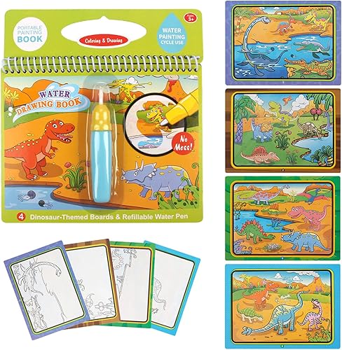 Miniatura 4 de Joyfia Libros de dibujo de agua, libros para colorear sin desorden para niños pequeños, tablero de pintura de garabatos de agua con bolígrafo,