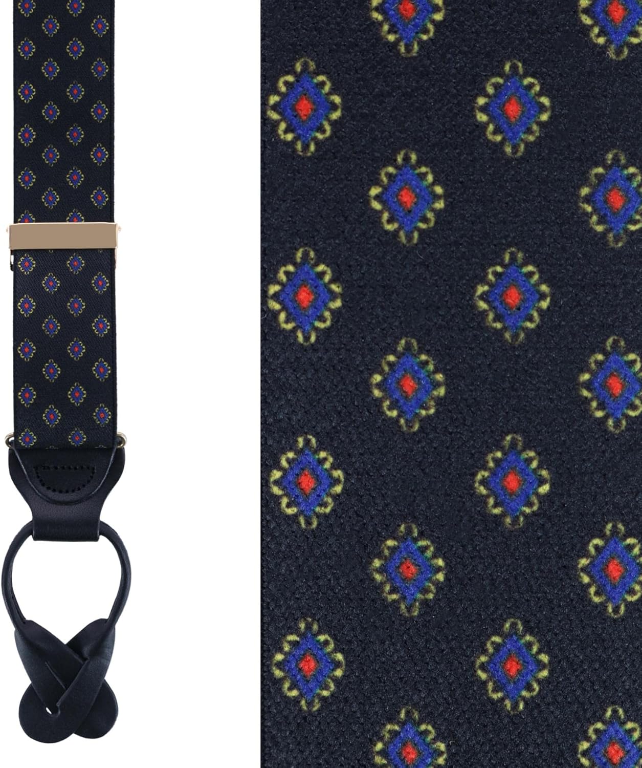 Trafalgar Men's Luxe Diamond Elastic Button End Braces (Suspenders)