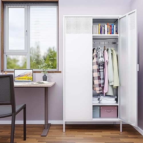 Miniatura 8 de Metal Storage Cabinets Locker with Adjustable Shelves, 71'' Steel Storage Wardrobe for Home & Office, School, Employee,Large Storage Cabinet with