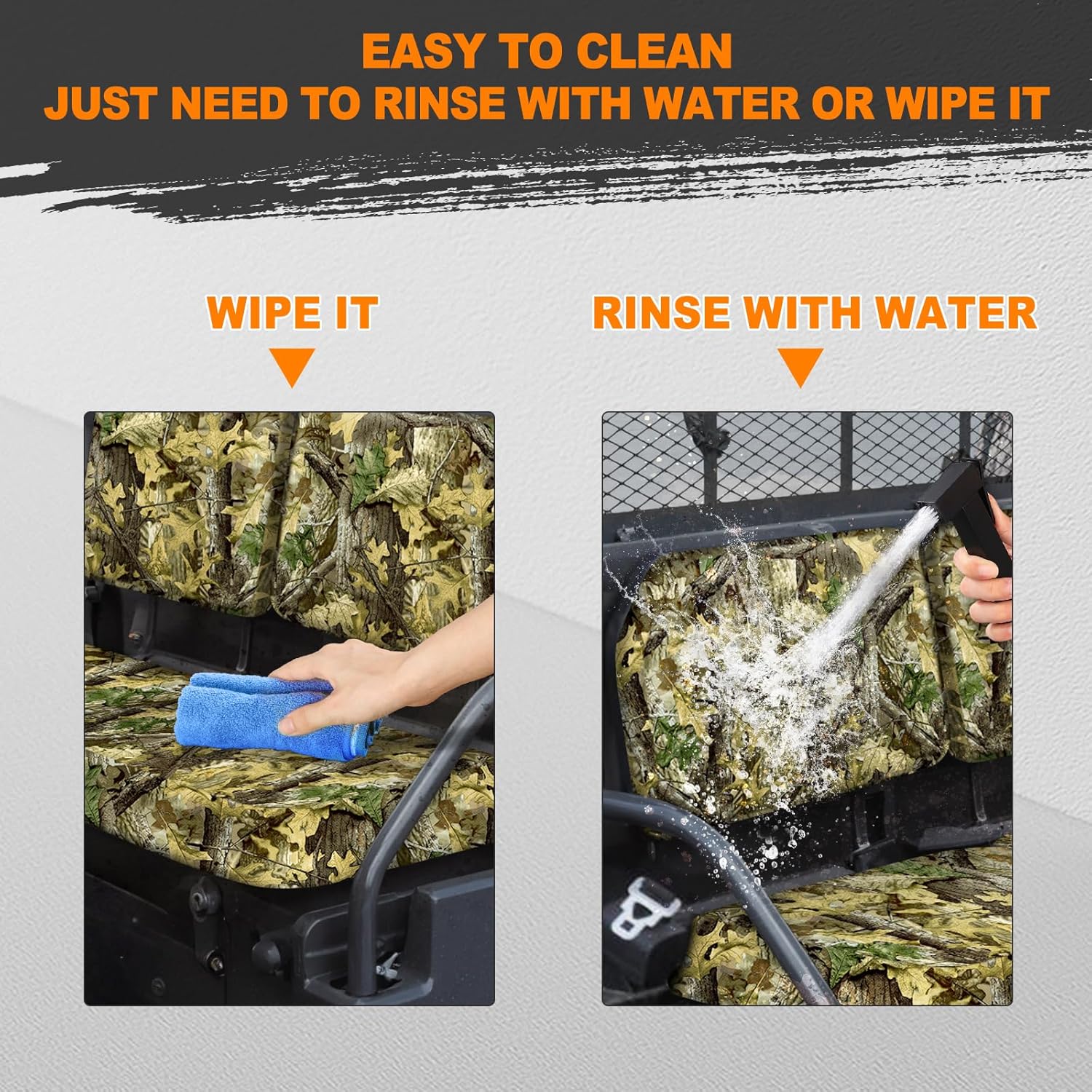 BORDAN RTV Seat Cover for Kubota RTV X900 X1120D 2014-2021, 1680D Heavy Duty Camo Seat Covers for Kubota X1140 2016-2021/X1100 2007-2013/XG850 Sidekick 2018-2021, Waterproof Bench Seat Cover (4 PCS)