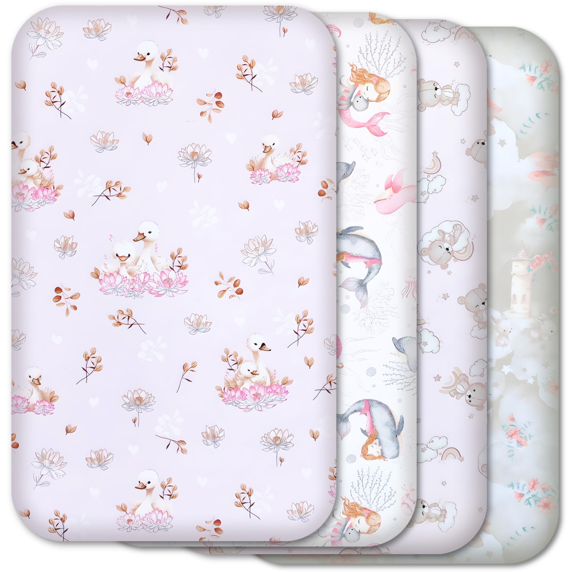 Next to Me Crib Sheets 83x50cm – 100% Cotton, Soft & Breathable Baby Bedding Set, 4-Pack Snug Fitted Baby Sheets for Bedside Cribs (83x50cm, SET 6-4pcs) — view 8