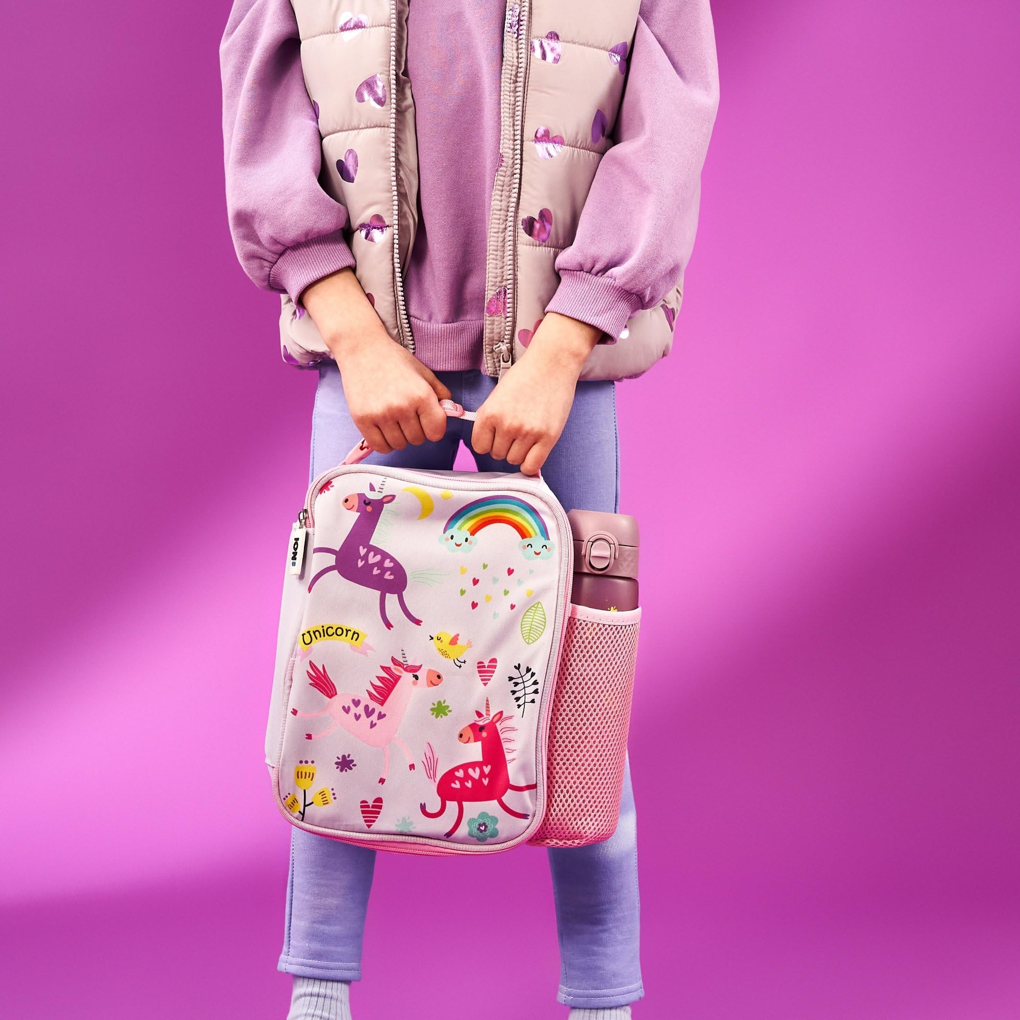 Ion8 Unicorns Design Lunch Bag, Easy Access 3-Sided Zip, Write-On Name Patch, Freshness & Insulation for 6 Hours - Image 2