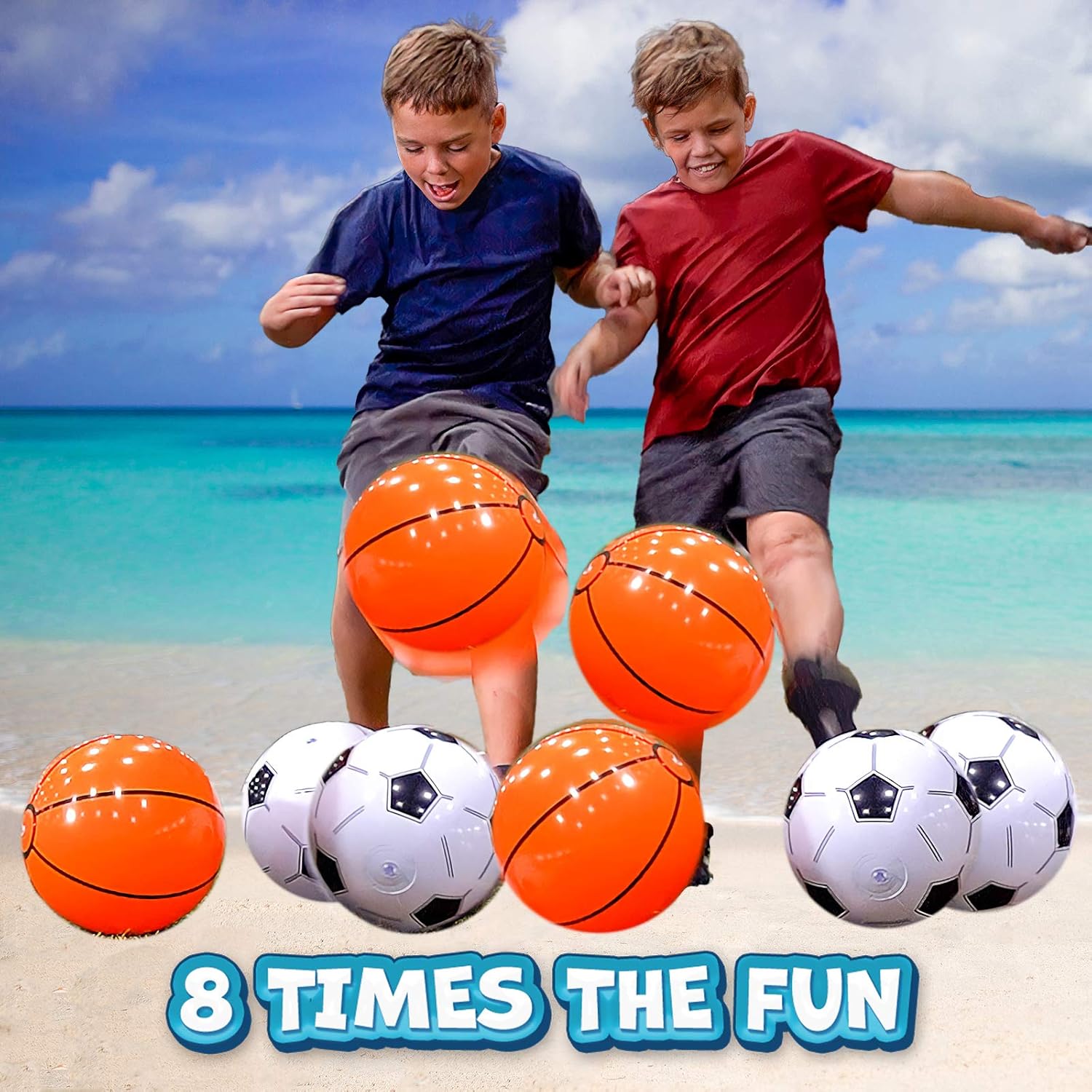 Amazon Co Jp 子供用ビーチボール プール用ベスト8個パックサッカーボール バスケットボールビーチボール 簡単に膨らませて膨らませる ビーチボール 楽しい水遊びおもちゃ キッズ 男の子 女の子パーティーのお土産 誕生日パーティー アウトドアゲーム おもちゃ