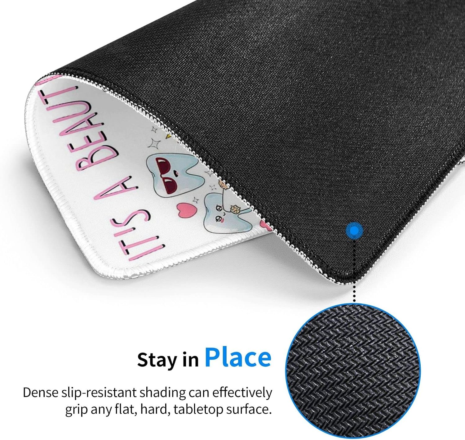 Dentist It’s A Beautiful Day to Save Teeth Water Resistant Mouse Pad with Stitched Edge Computer Mouse Mat with Anti-Slip Rubber Base for Office Laptop Gaming Working 7.9 X 9.5 in image 3