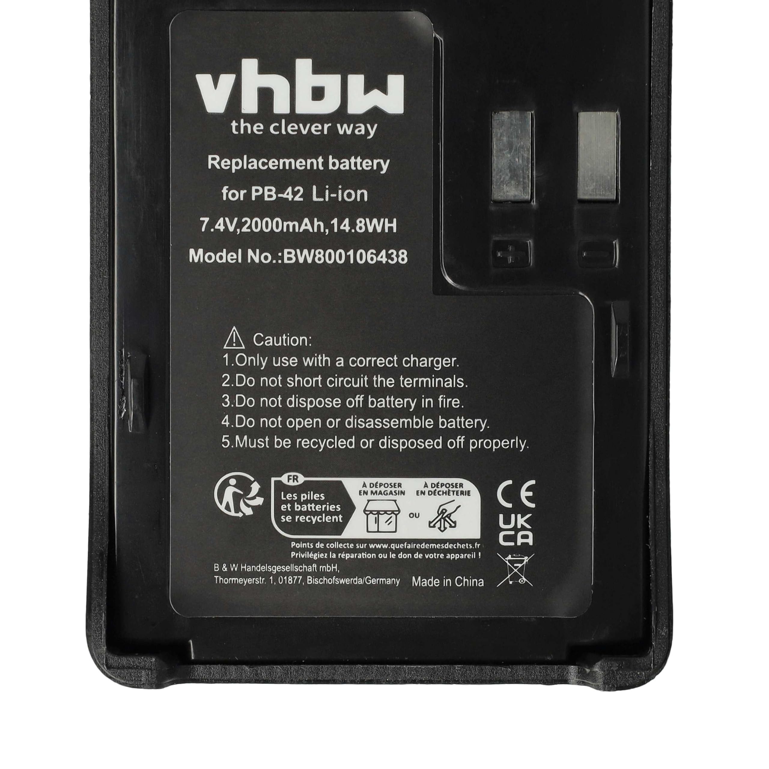 Kenwood TH-F6 TH-F6A TH-F7 Li-Ion batteria 2000mAh 7,4V radio
