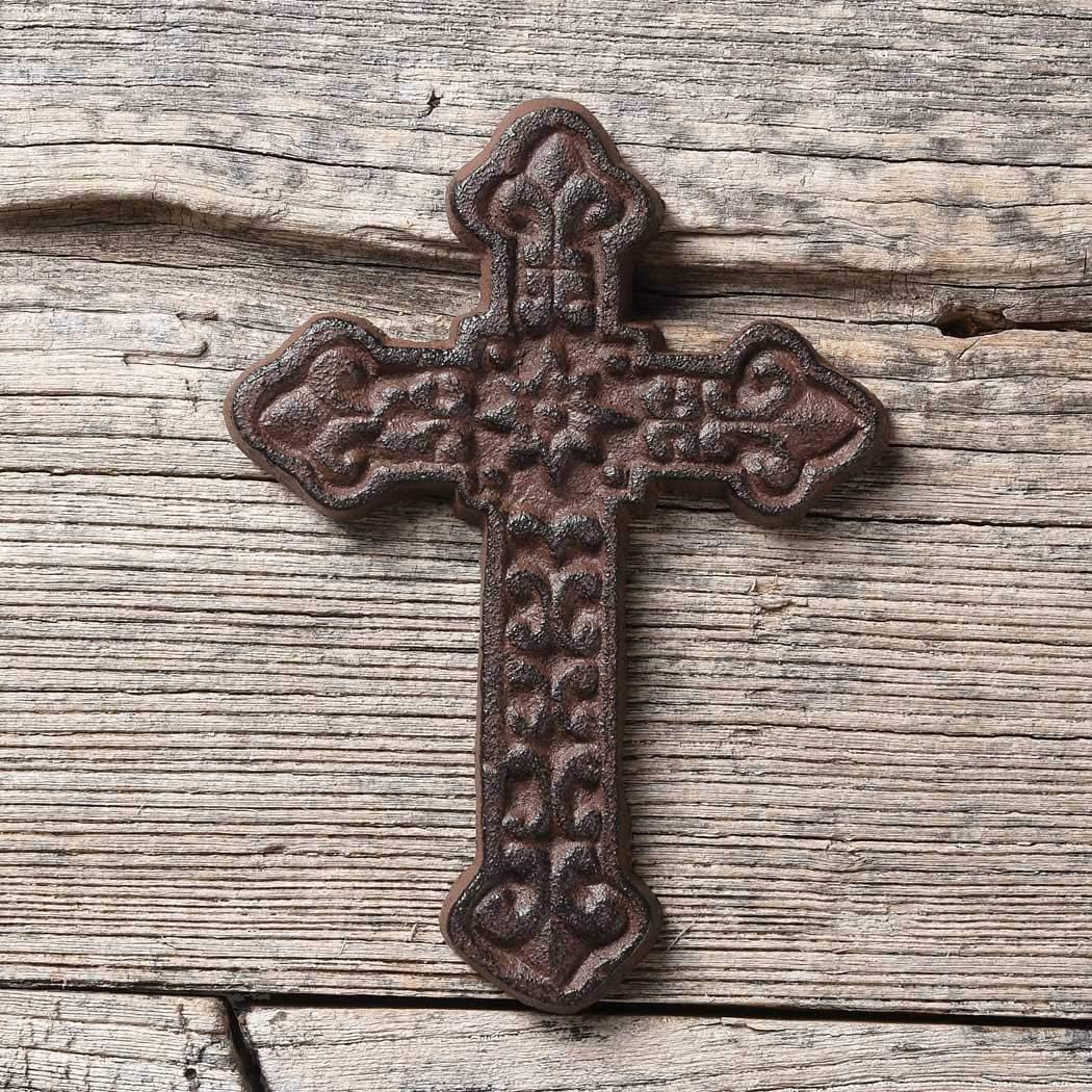BRASSTAR Cast Iron Wall Cross Decoration Rustic Antique Metal Cross Farmhouse Home Wall Hanging Decorations TQZDPT21