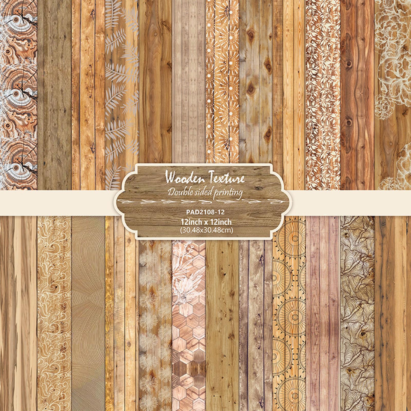 MerwDeeyt Scrapbook Papier Doppelseitiges Muster Bastelpapier (B) | 30,5 x 30,5 cm Vintage Motivpapier 24 Blat Boho Dekorpapier für Journal Scrapbooking Fotoalbum Dekoration