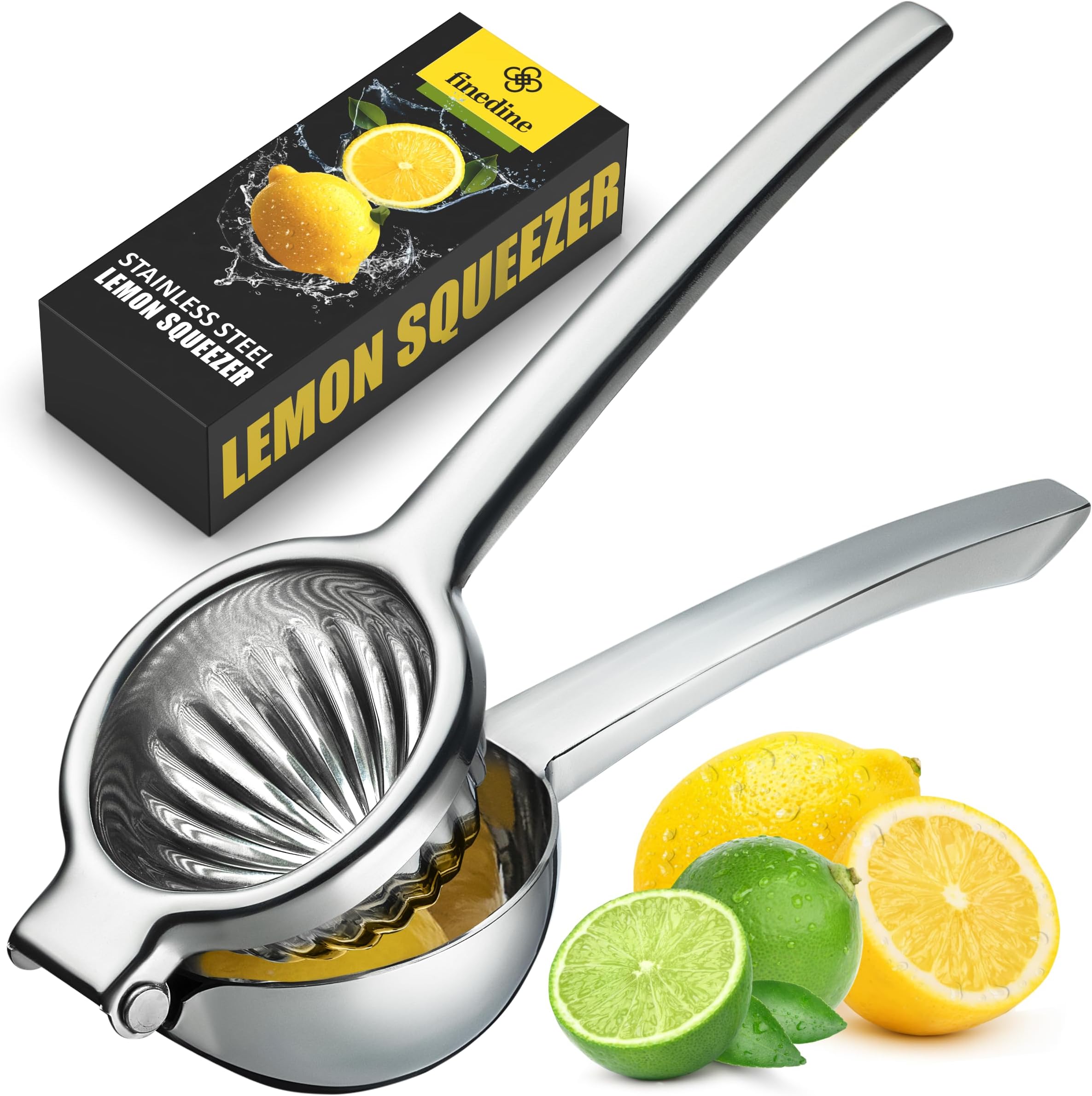 Premium Lemon Squeezer Stainless Steel - Heavy Duty Lime Squeezer, Lemon Juicer Manual With Comfortable Handle For Extracting All Juice Possible - Hand Citrus Juicer