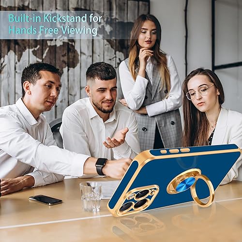 Miniatura 4 de Fingic Funda para iPhone 15 Pro Max con soporte de anillo de 360 soporte magnético para automóvil Lindo soporte delgado para mujeres y niñas, funda