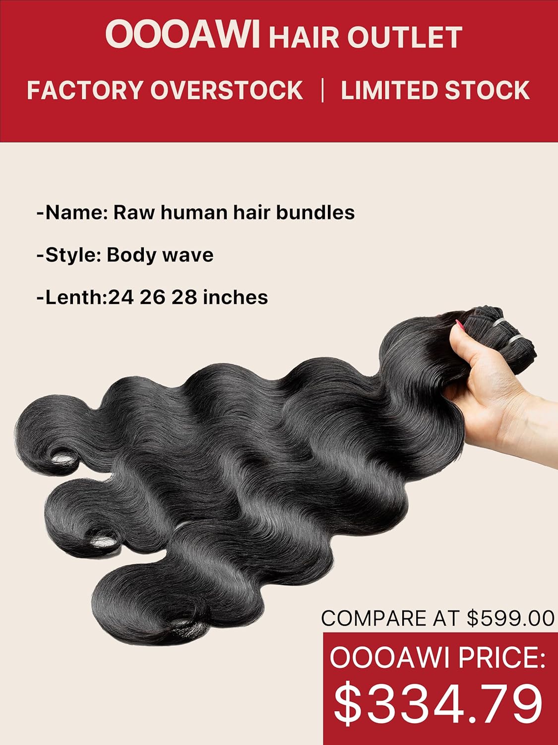 Raw Hair Bundles Body Wave Bundles Human Hair 242628 Inches Keep Soft Always Tangle-Free 100% Unprocessed Raw Vietnamese Hair Bundles【BLACK GEM HAIR-Always Keep Gorgeousness!】