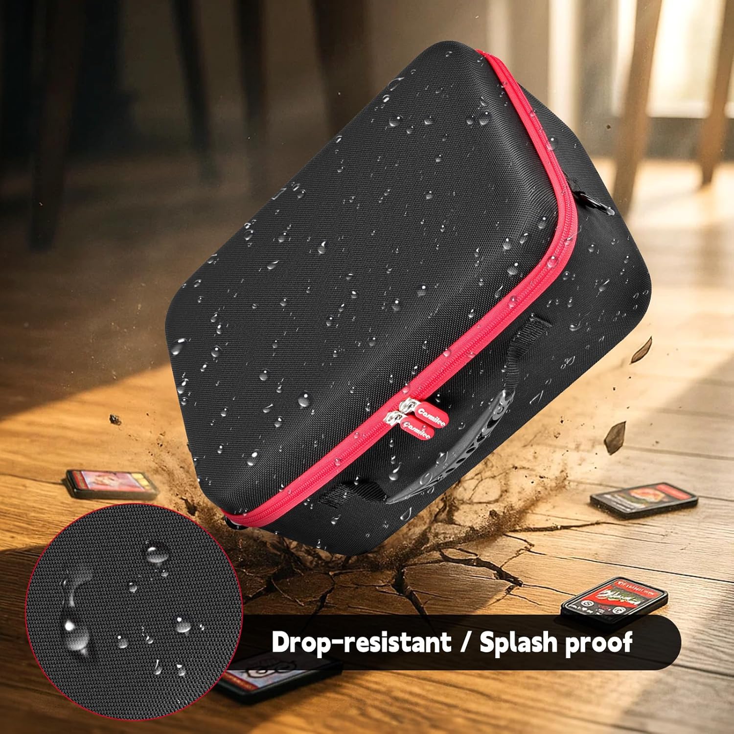 casmilee Trading Card Storage Deck Box for MTG/for TCG/for Magic The Gathering/for Yugioh Sports Cards, Commander Deck Boxes Organizer with 7 Dividers Holds Playmat & Dice (Red)