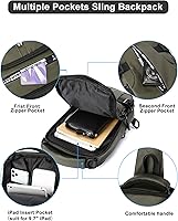 Vista 44 de Mochila cruzada pequeña negra para hombre y mujer, H-Negro, S, Moda