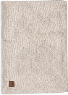 Jollein Babydecke Check Knit, Oatmeal - Teddy Fleece - 75x100cm - 60% Baumwolle, 40% Acryl, Innenseite 100% Polyester - Für Babywiege - 2.0 TOG - Oeko-TEX Zertifiziert - Strickmuster