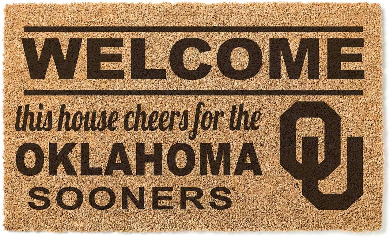 KH Sports Fan Oklahoma Sooners Welcome Coir Doormat, 18x30 Inches, Sooners Outdoor Rug; Display Your Team Spirit with This Unique Oklahoma Sooners Doormat