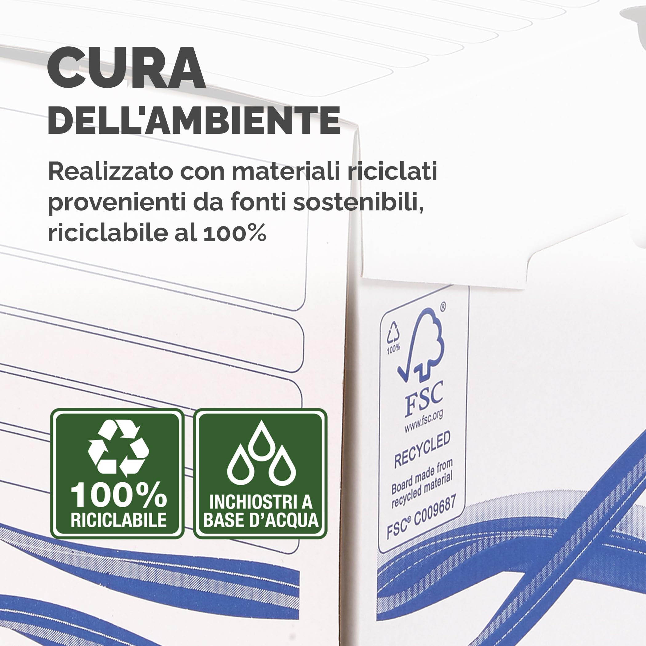 Bankers Box 4460102 Scatola Archivio A4 Basic, Dorso 80 mm, FSC, Confezione da 25 Pezzi