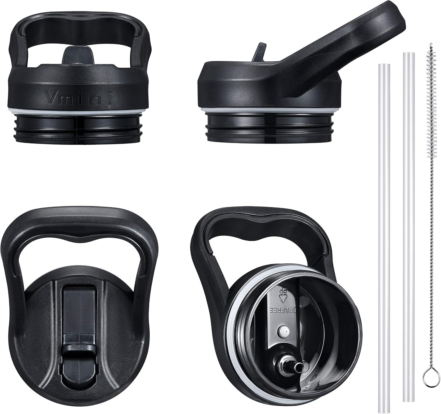 Vmini Straw Lid/Cap, Compatible with YETI Rambler Lid, RTIC Bottle Lid and More, Straws and Brush Included - 2 Pack