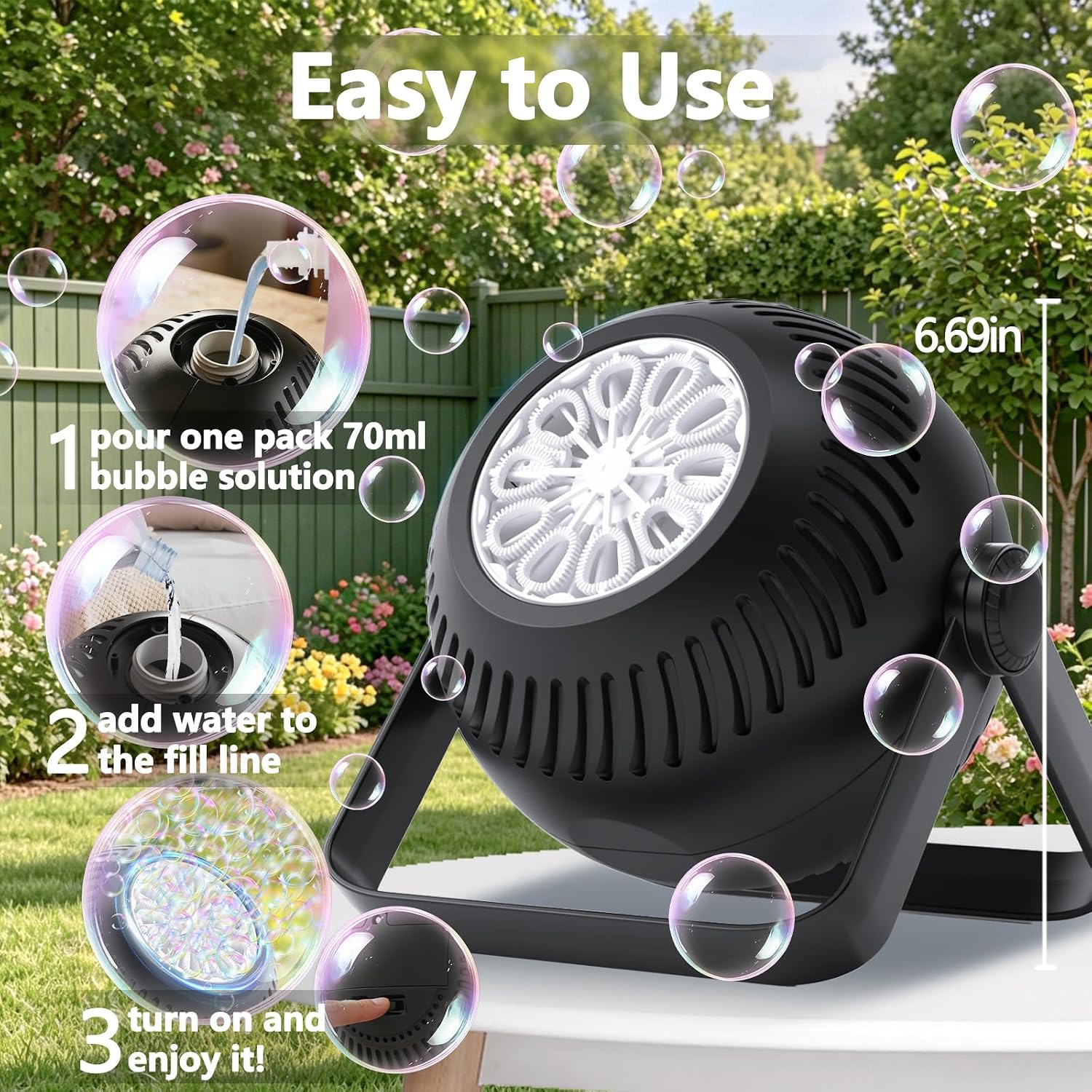 2026 Bubble Machine, 20000+ Bubbles Rechargeable Bubble Maker, Automatic Bubble Blower with Lights & 360° Adjustable Angle, Outdoor Bubble Toys Gifts for Kids, Birthday Parties, Backyard, Wedding