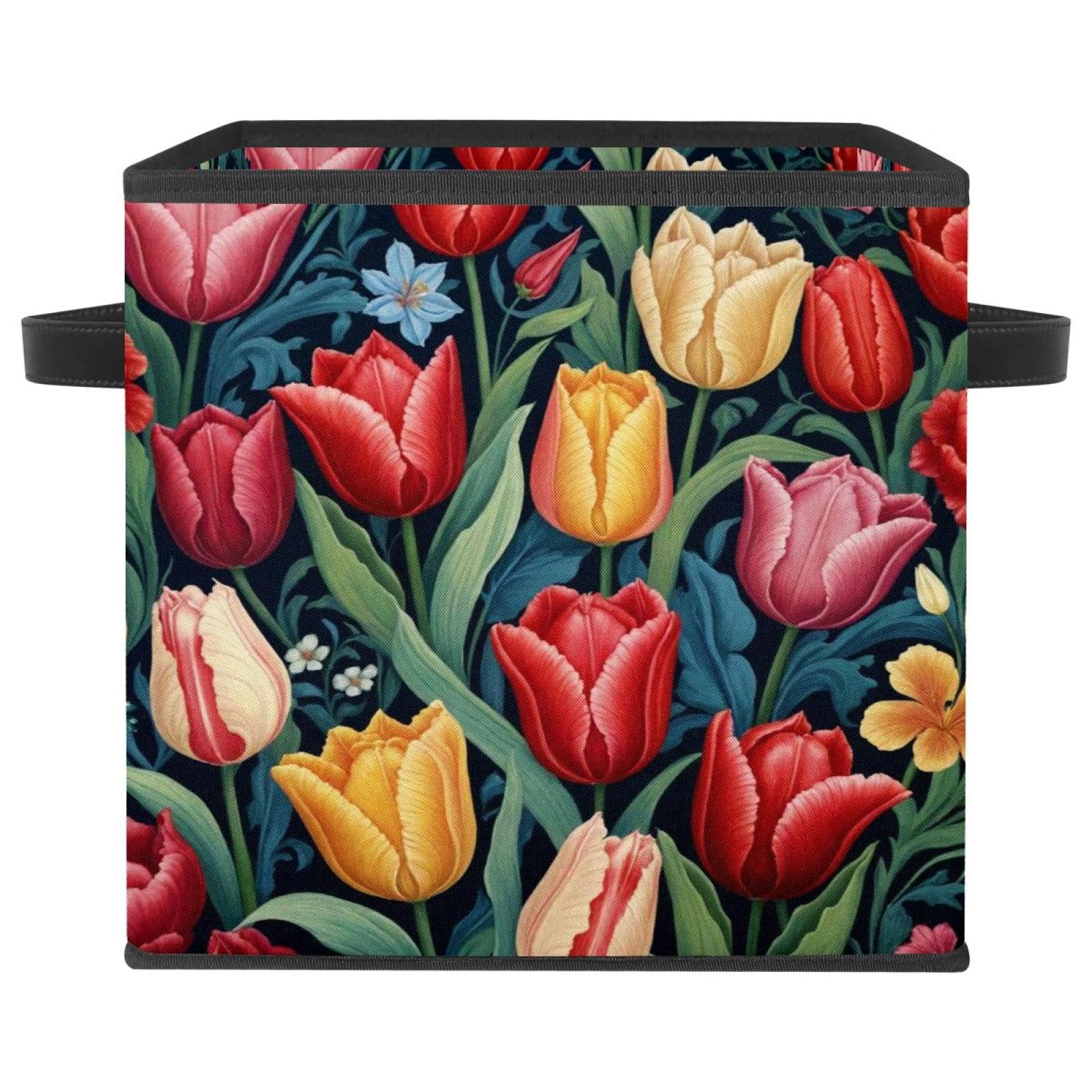 Organisateur de vêtements imprimé tulipe pour embellir les étagères de la chambre