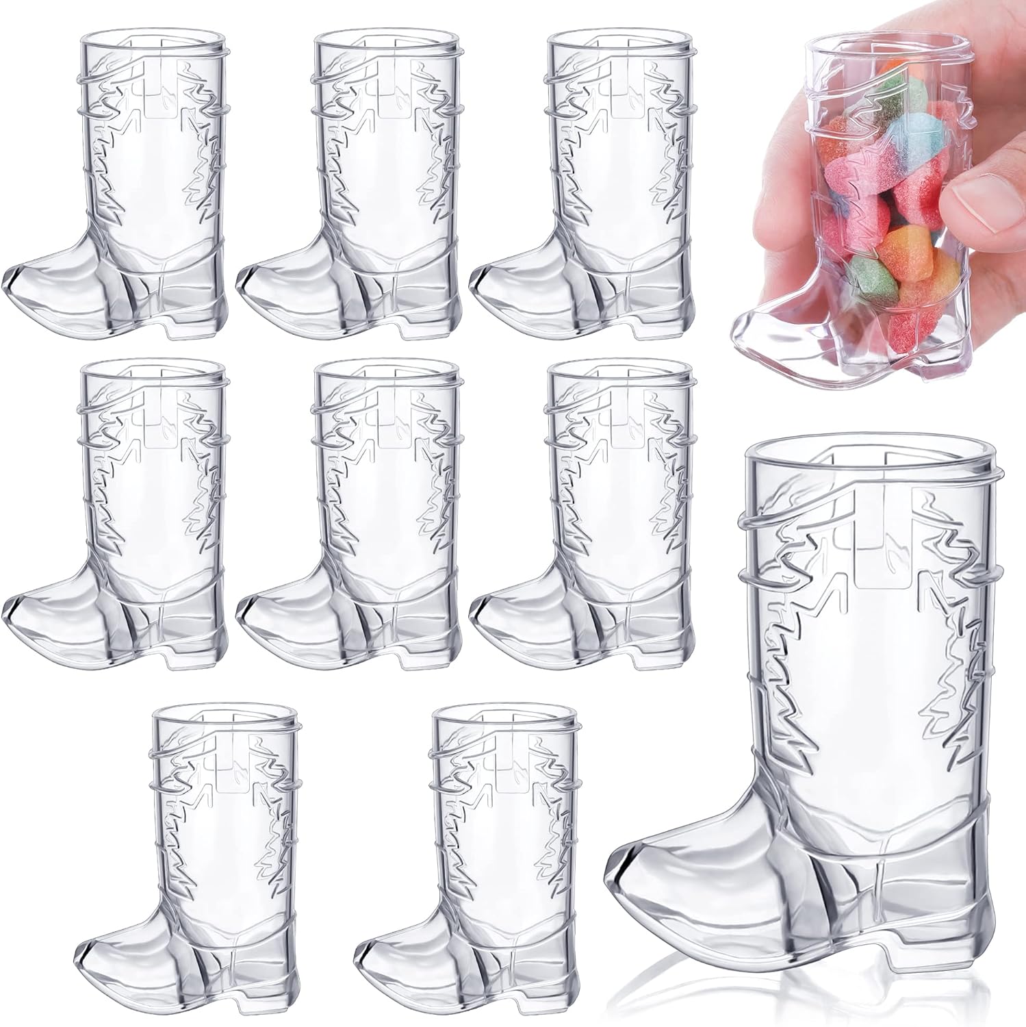 ADXCO 9 Pieces Mini Plastic Cowboy Boot Glasses 1 oz
