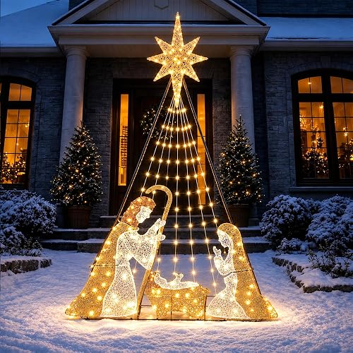 Lighted Nativity Scene for Outdoor 6 Ft Christmas Yard Decor,
