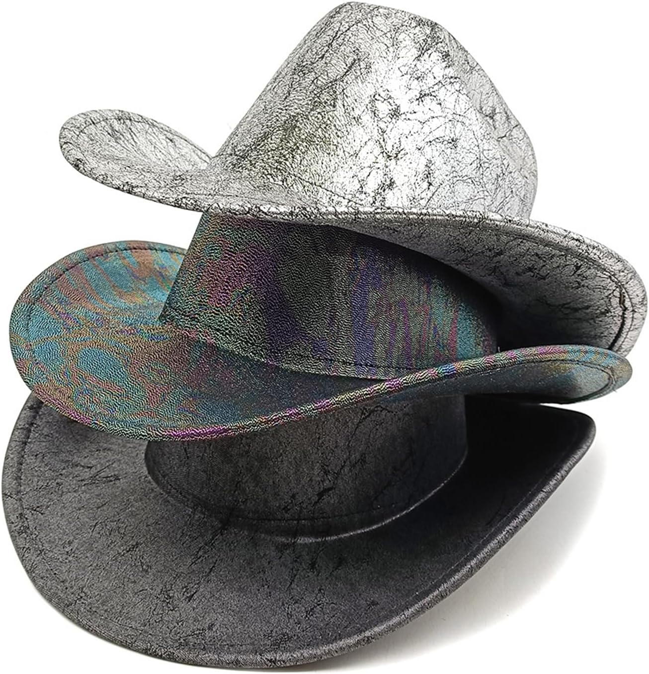 Large Brims Western Hat PU Leather Top with Retro Texture for Costume Parties Music Festival Dressingup Props Fedoras Hat