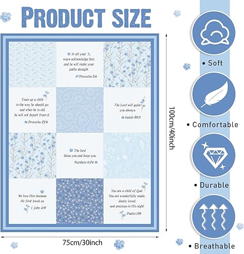 Miniatura 8 de Oudain Mantas cristianas para bebé con versículos de la Biblia, flores de las escrituras, manta de cachemira para bebé, regalos cristianos de