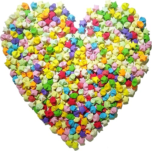Miniatura 2 de Kingsnow Estrellas de papel de la suerte de origami arco iris, 200 unidades, color brillante, estrellas de ensueño, estrella de deseos hecha a mano,