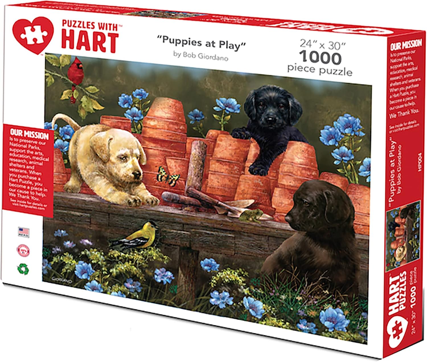 Hart Jigsaw Puzzle 1000 Piece 24' x 30' X-Large Puppies at Play by Bob Giordano