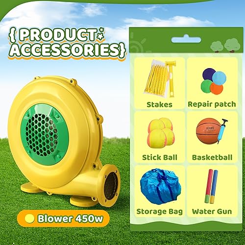 Miniatura 8 de INFLATEFLY Bounce House - Castillo de salto para niños con toboganes dobles inflables con soplador de aire para húmedo y seco