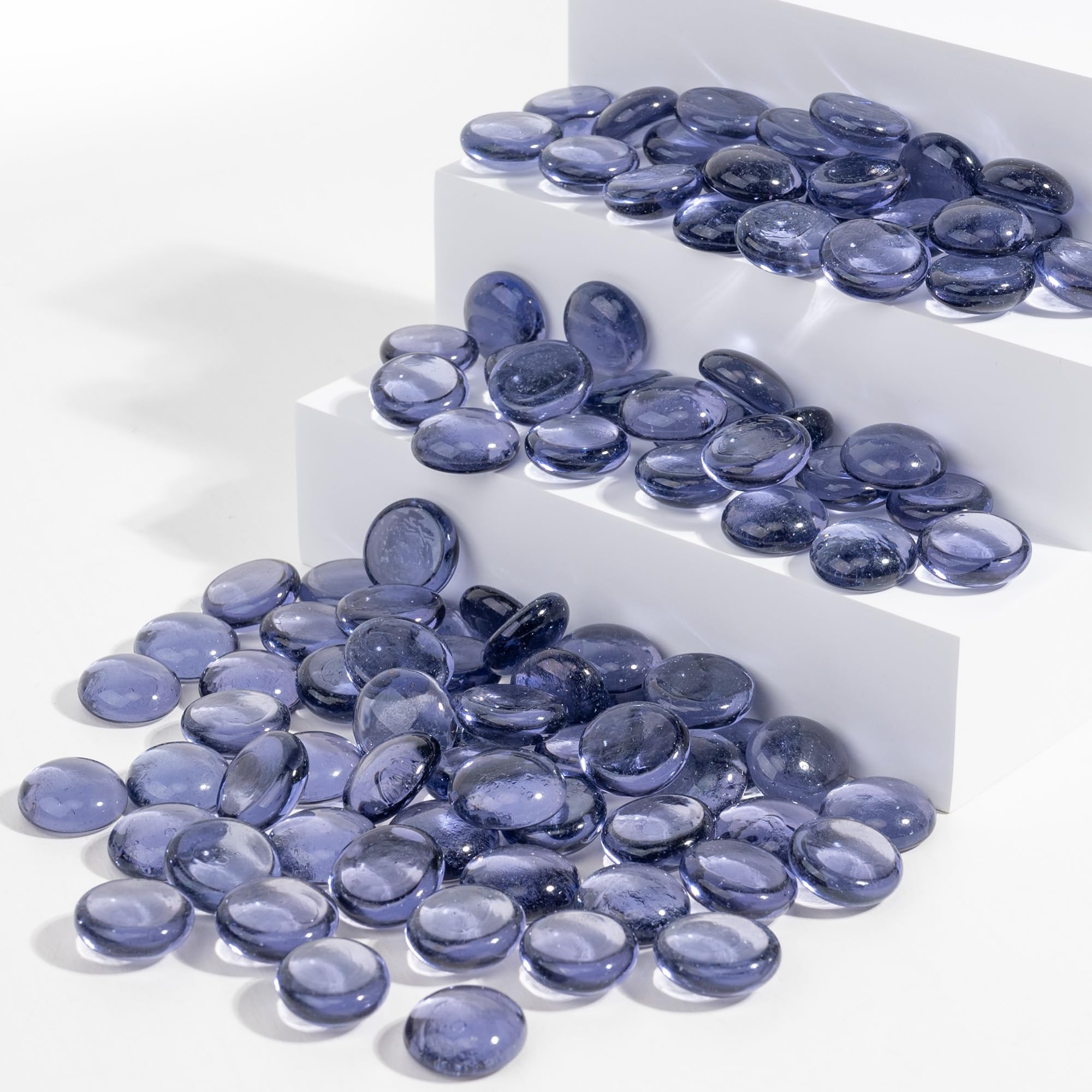 1LB Flat Glass Marbles Stones Flat Bottom Marble Beads 17-19mm Smooth Stone Pebbles for Home Decoration Fire Pit Landscaping Glass Gemstone for Fish Tanks Flower Pots DIY Crafts (Purple)