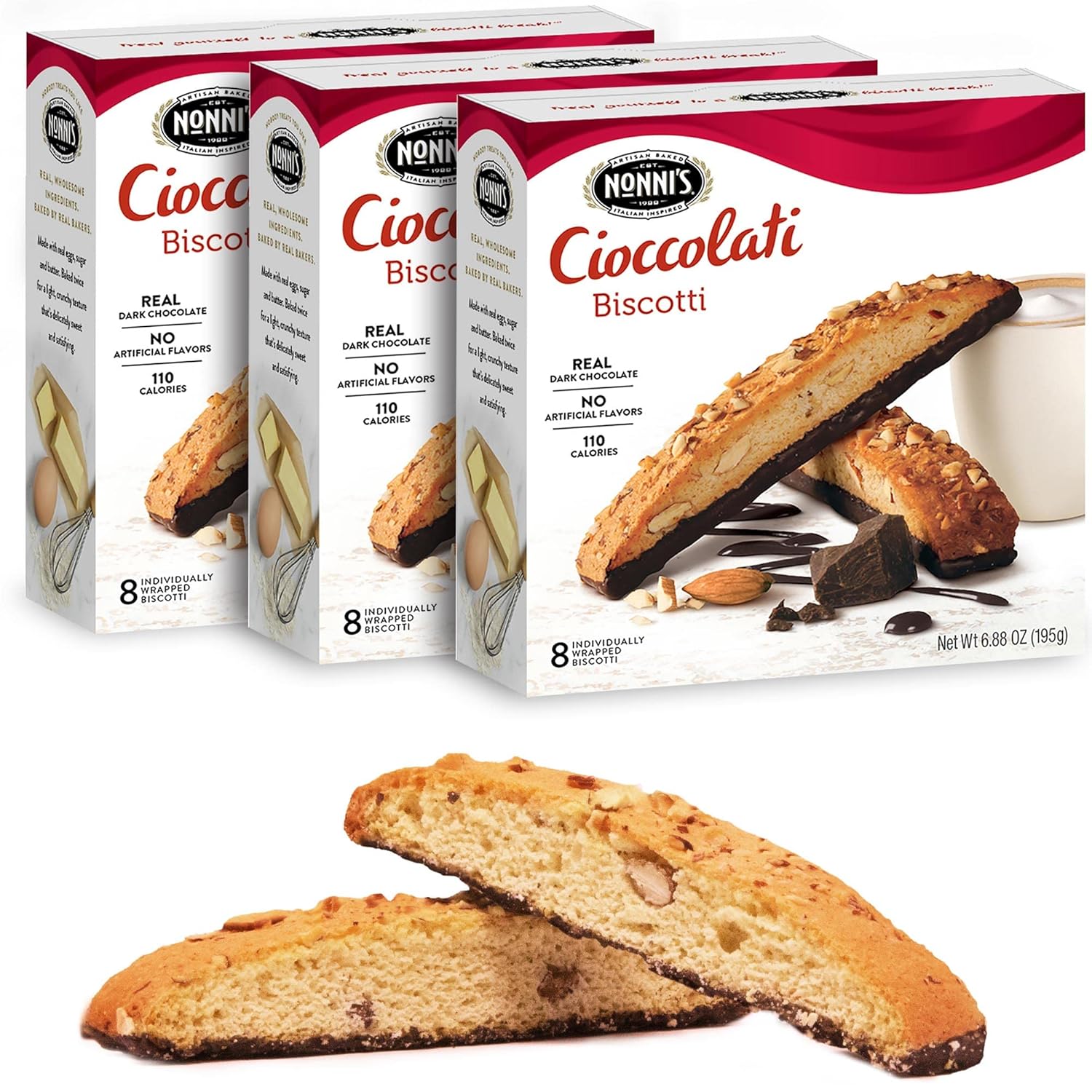 Nonni's Cioccolati Biscotti Italian Cookies 3 Boxes
