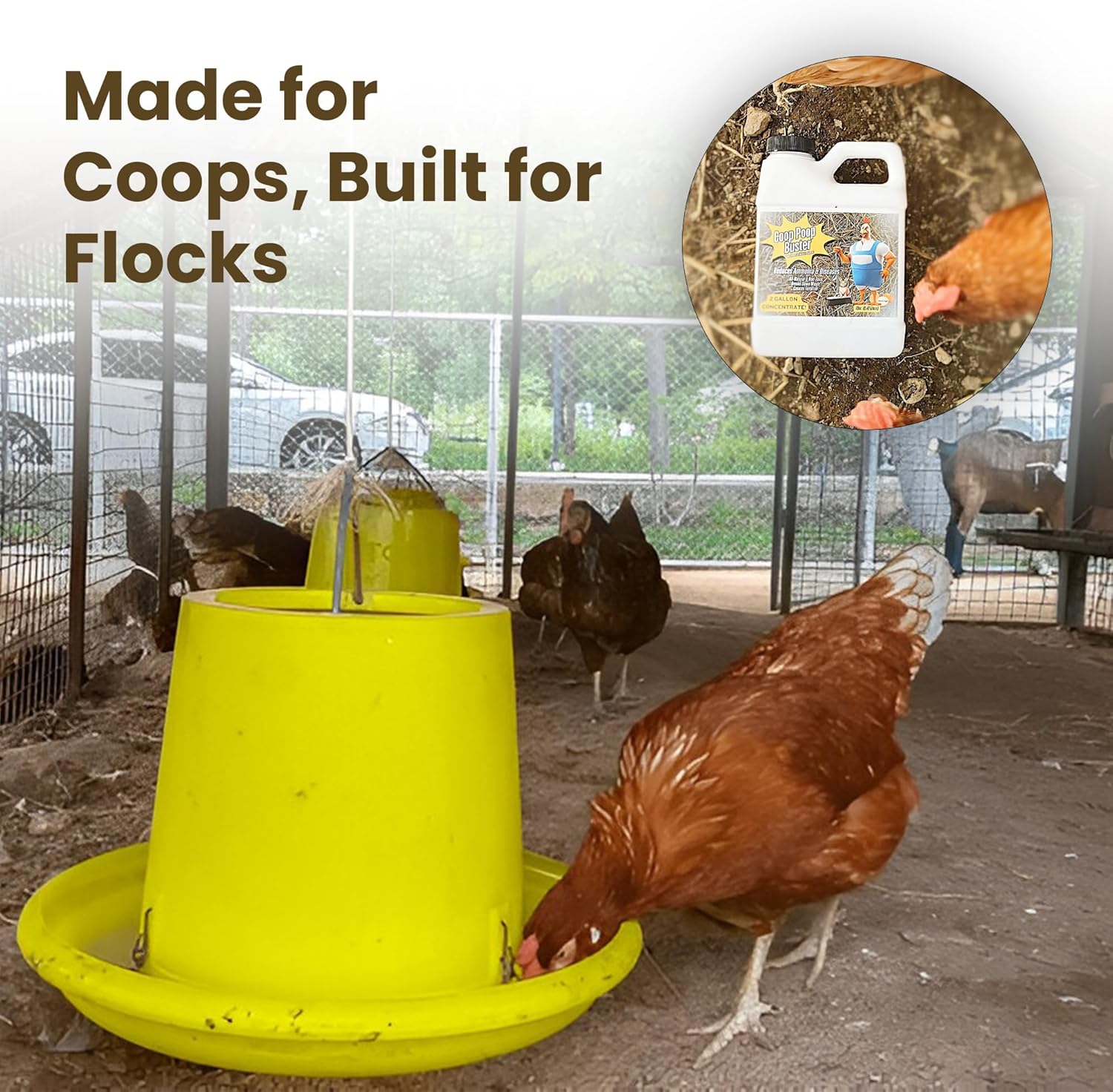 Coop Poop Buster – Chicken Coop Cleaner | 2-Gallon Mix | Natural Coop Refresher for Chickens | Safe & Effective Cleaning | Spray for Coops & Nesting, Chicks, Ducks, | 16 oz Concentrate. 2,000+ Sq Ft