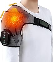 Vista 9 de Almohadilla térmica y masajeador de hombro inalámbrico, envoltura de soporte térmico eléctrico para hombro, almohadillas térmicas para manguito