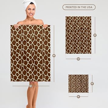 3dRose Brown Giraffe Print 11x12 Wash Cloth for Face and Body