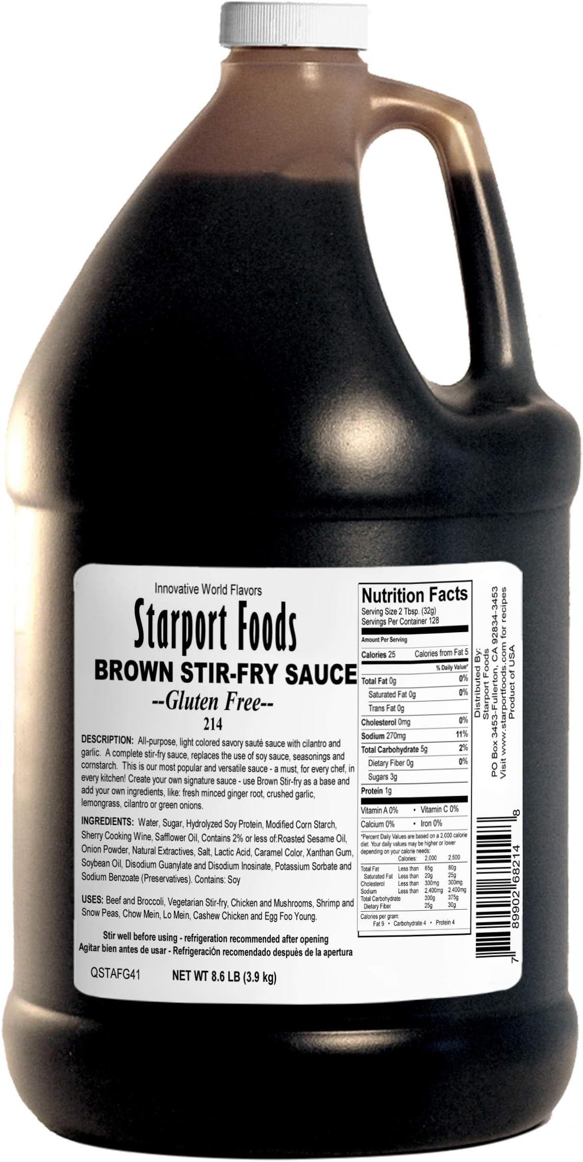 Starport Foods Brown Stir Fry Sauce - Gluten Free, 1 gallon, NET WT 8.6 lb, (137 oz)