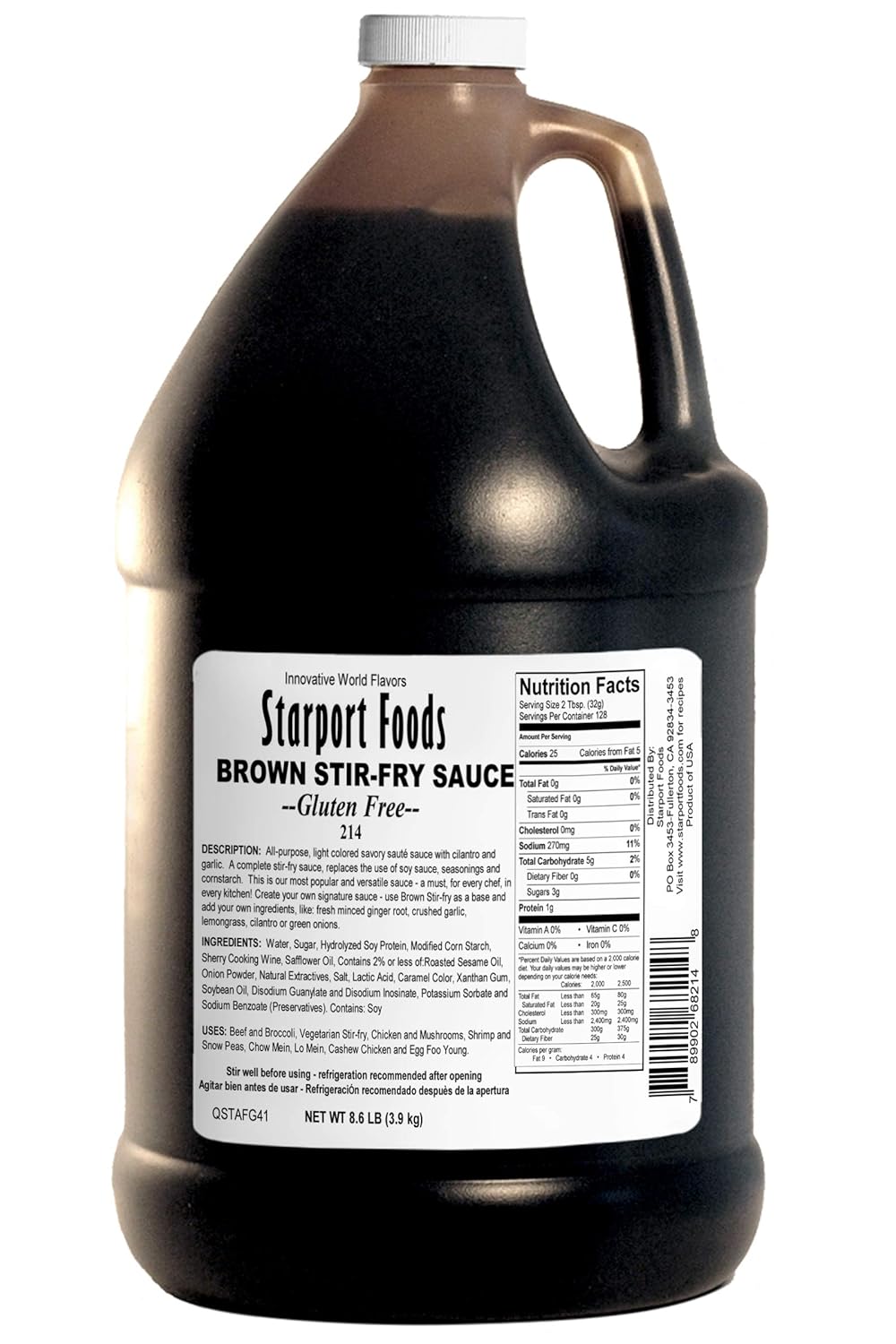 Starport Foods Brown Stir Fry Sauce - Gluten Free, 1 gallon, NET WT 8.6 lb, (137 oz)
