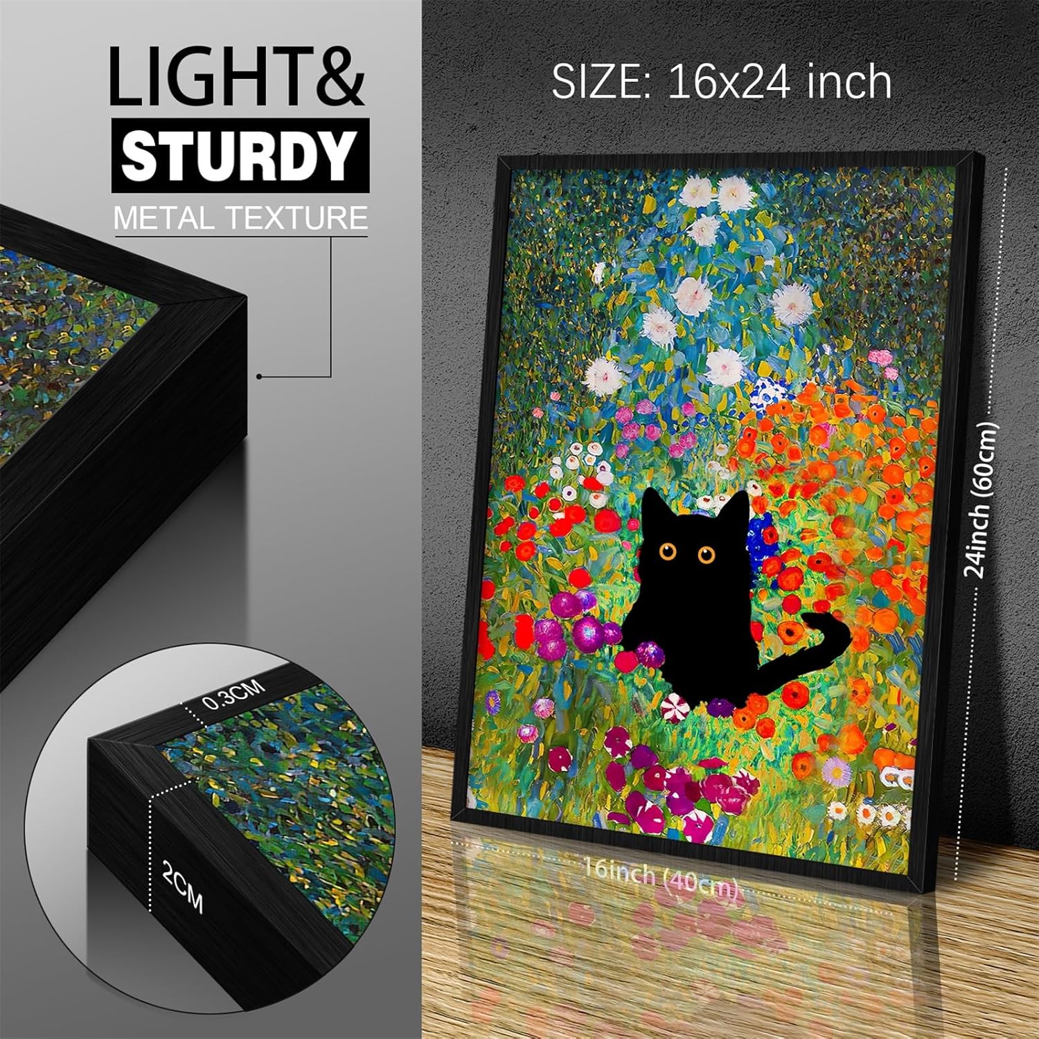 グスタフ・クリムト キャンバス ウォールアート 有名な油絵 庭の花 黒