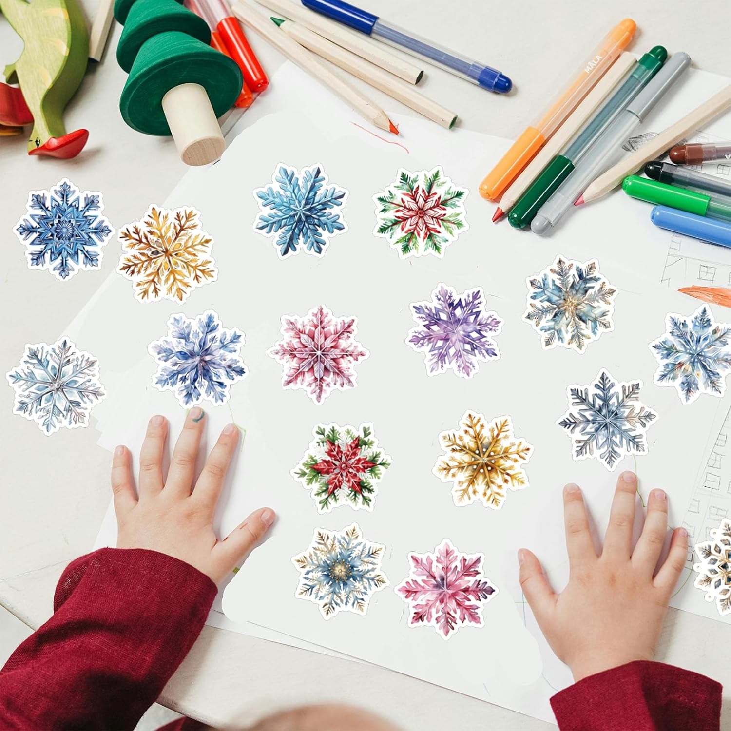 50PCS Snowflake Stickers, Snowflake Christmas Stickers for Crafts, Water Bottle,Laptop, Scrapbook, Cute Winter Snow Decoratives for Kids,Teens,Adults - Image 5