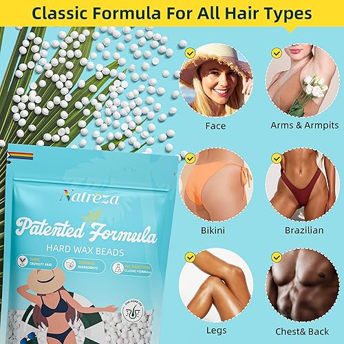 Miniatura 2 de Natreza Cuentas de cera sin perfume para depilación  Cuentas de cera dura hipoalergénicas blancas para pieles sensibles, cuerpo completo fino y