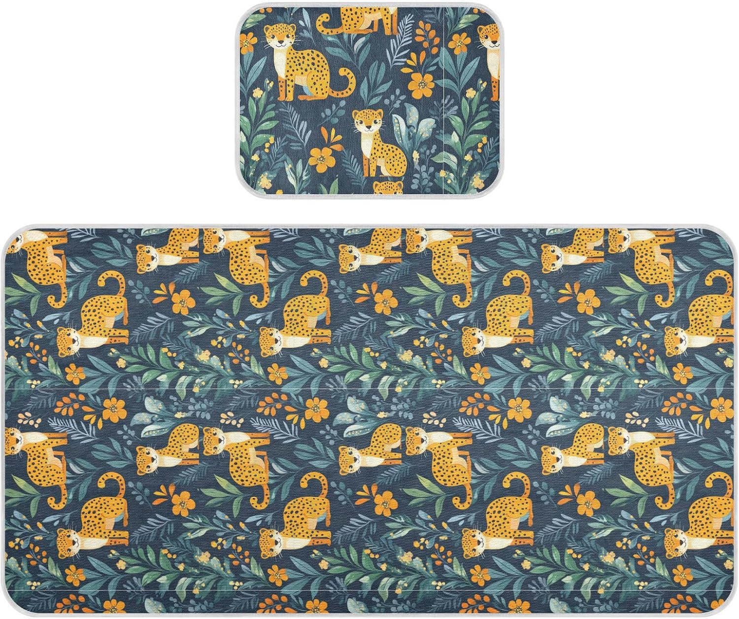 Cute Jungle Leopard Green Cooling Baby Bed Mattress 28" x 52" Ultra Soft Crib Padding for Baby&Toddler