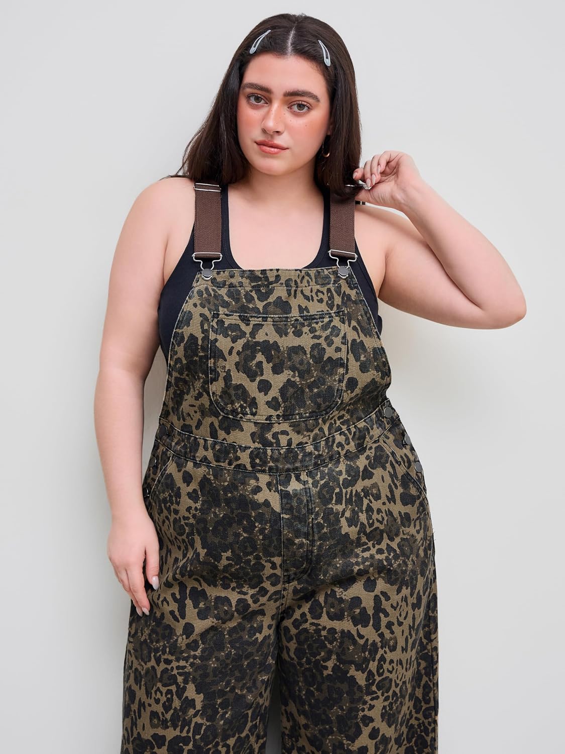 CIDER Women’s Plus Size Denim Overall Bib Wide Leg Adjustable Strap Jean Jumpsuits with Pockets