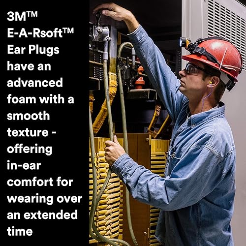 Miniatura 3 de 3M Tapones para los oídos, 5 parespaquete, E-A-Rsoft Yellow Neons VP311-4106, cable detectable de metales, desechable, espuma, NRR 32, taladrado,